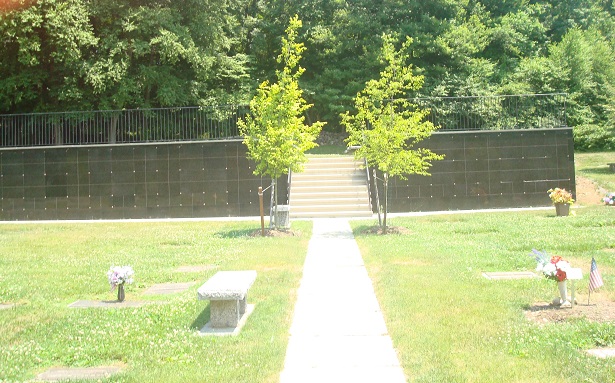 View of the walkway and wall